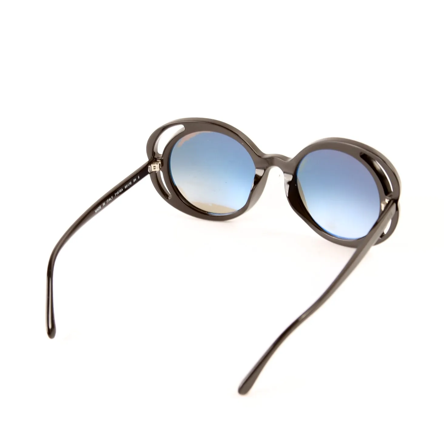 71572A Acetate Round Sunglasses Black
