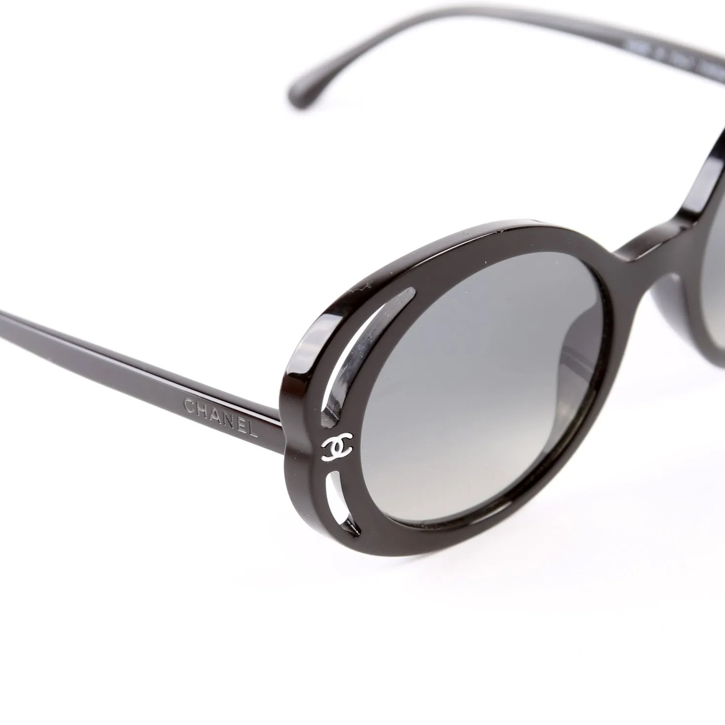71572A Acetate Round Sunglasses Black
