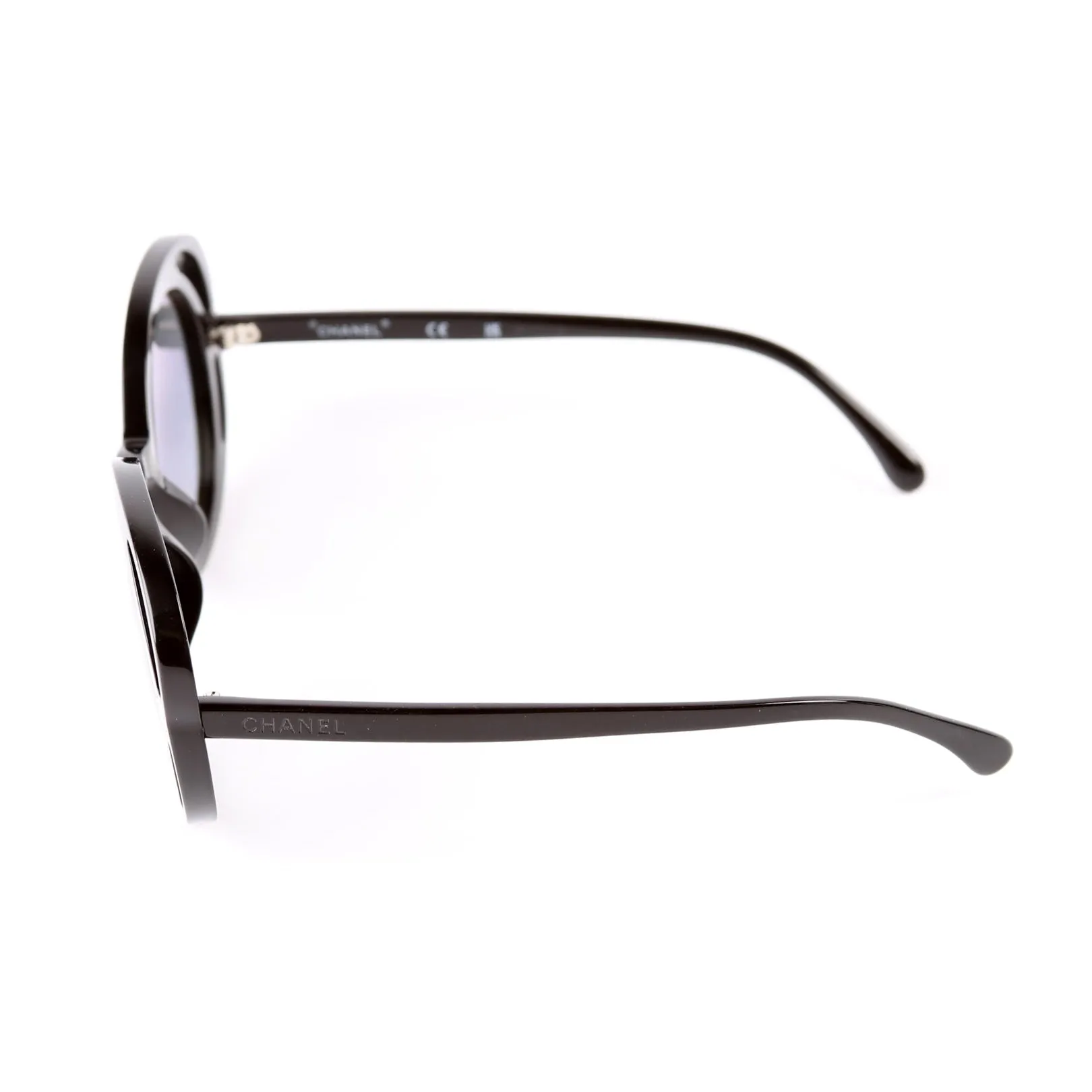 71572A Acetate Round Sunglasses Black