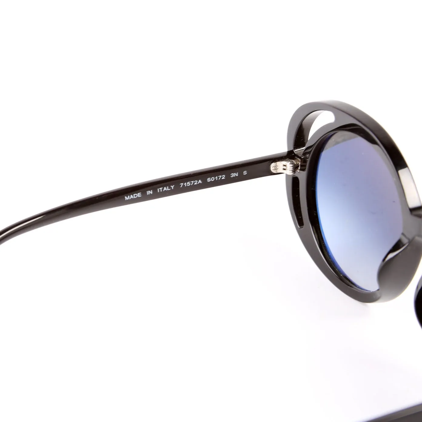 71572A Acetate Round Sunglasses Black