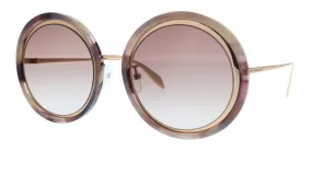 Alexander McQueen AM0150S 004  Rose Gold  Round Sunglasses