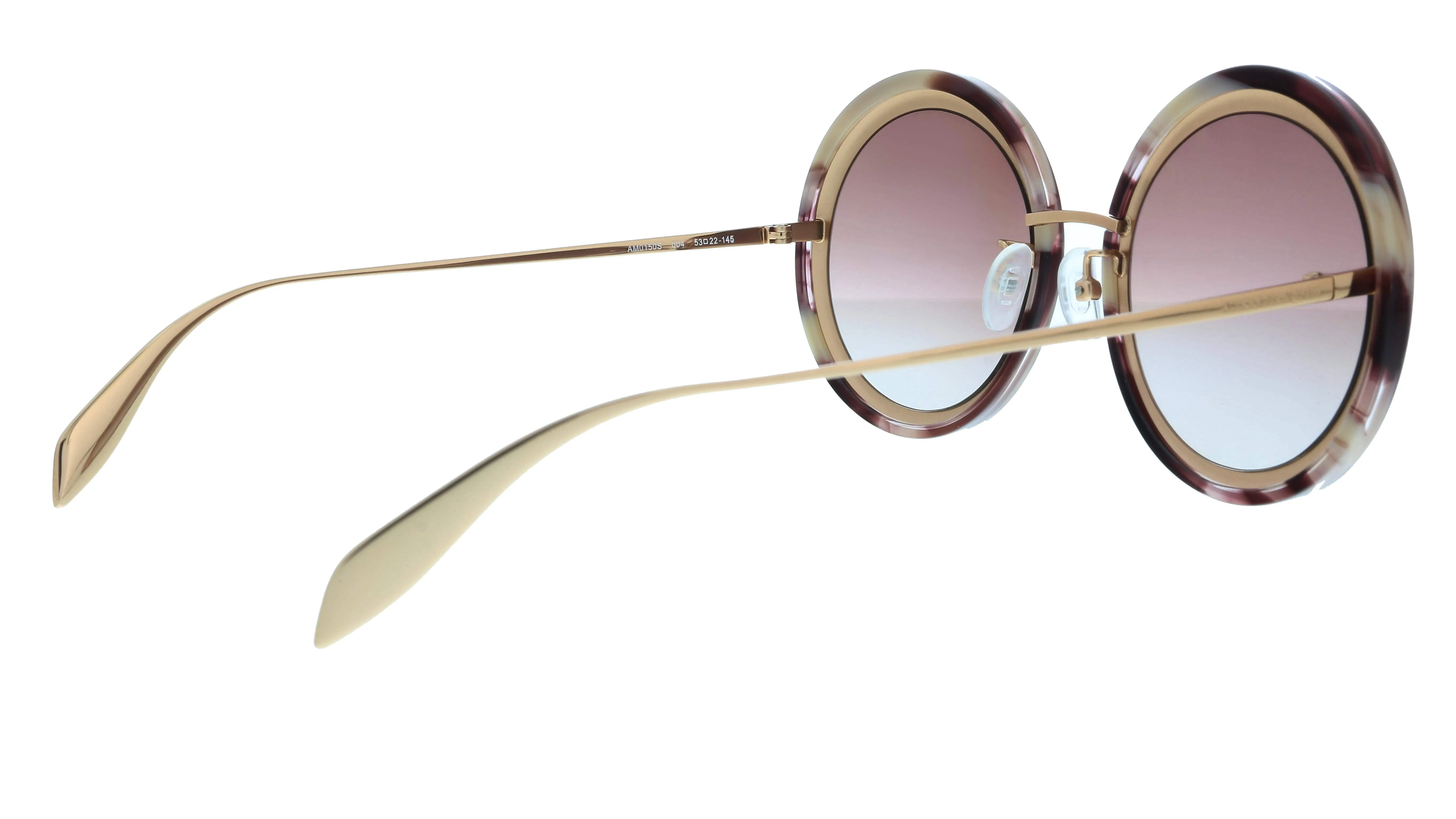 Alexander McQueen AM0150S 004  Rose Gold  Round Sunglasses