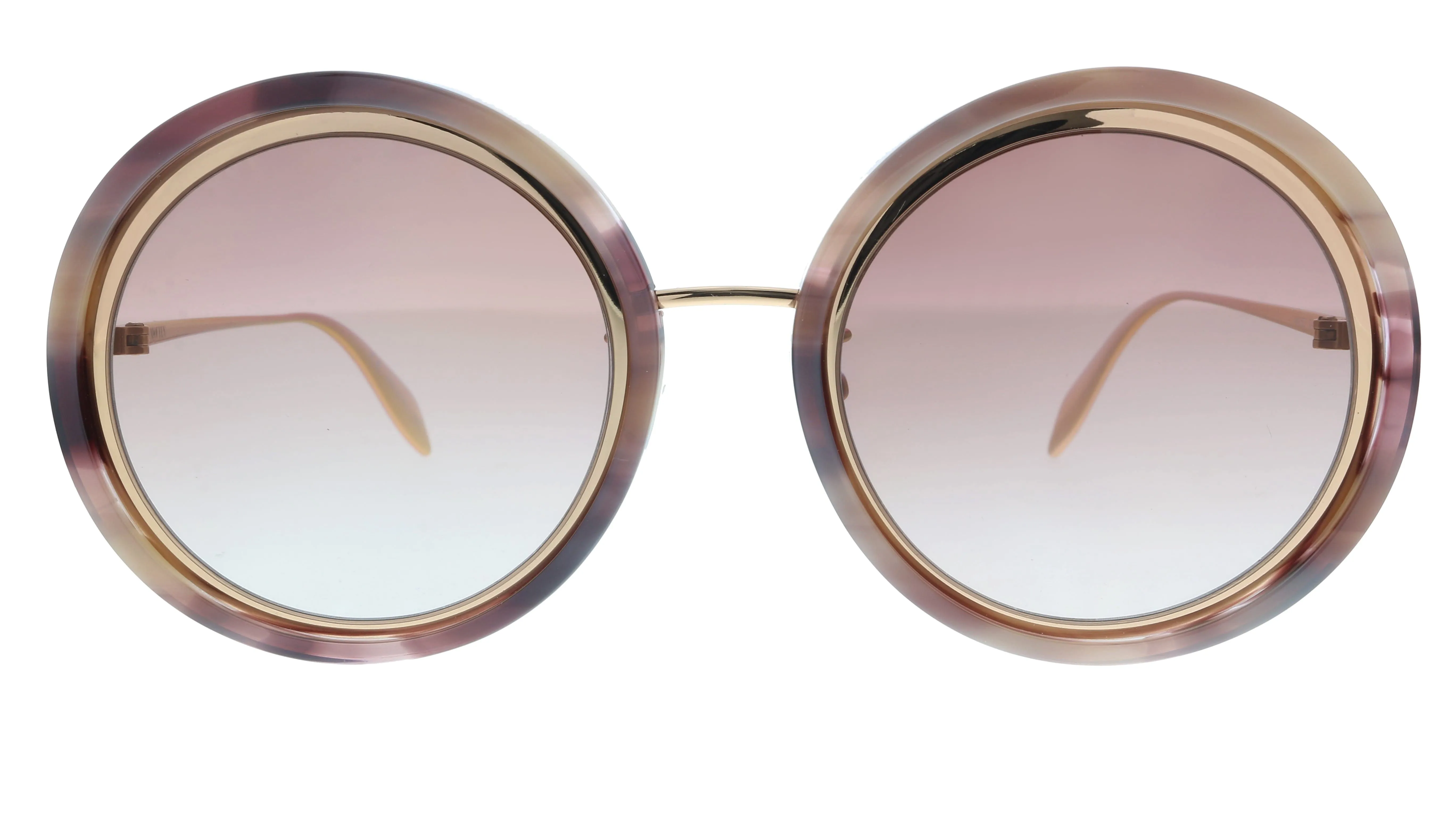 Alexander McQueen AM0150S 004  Rose Gold  Round Sunglasses