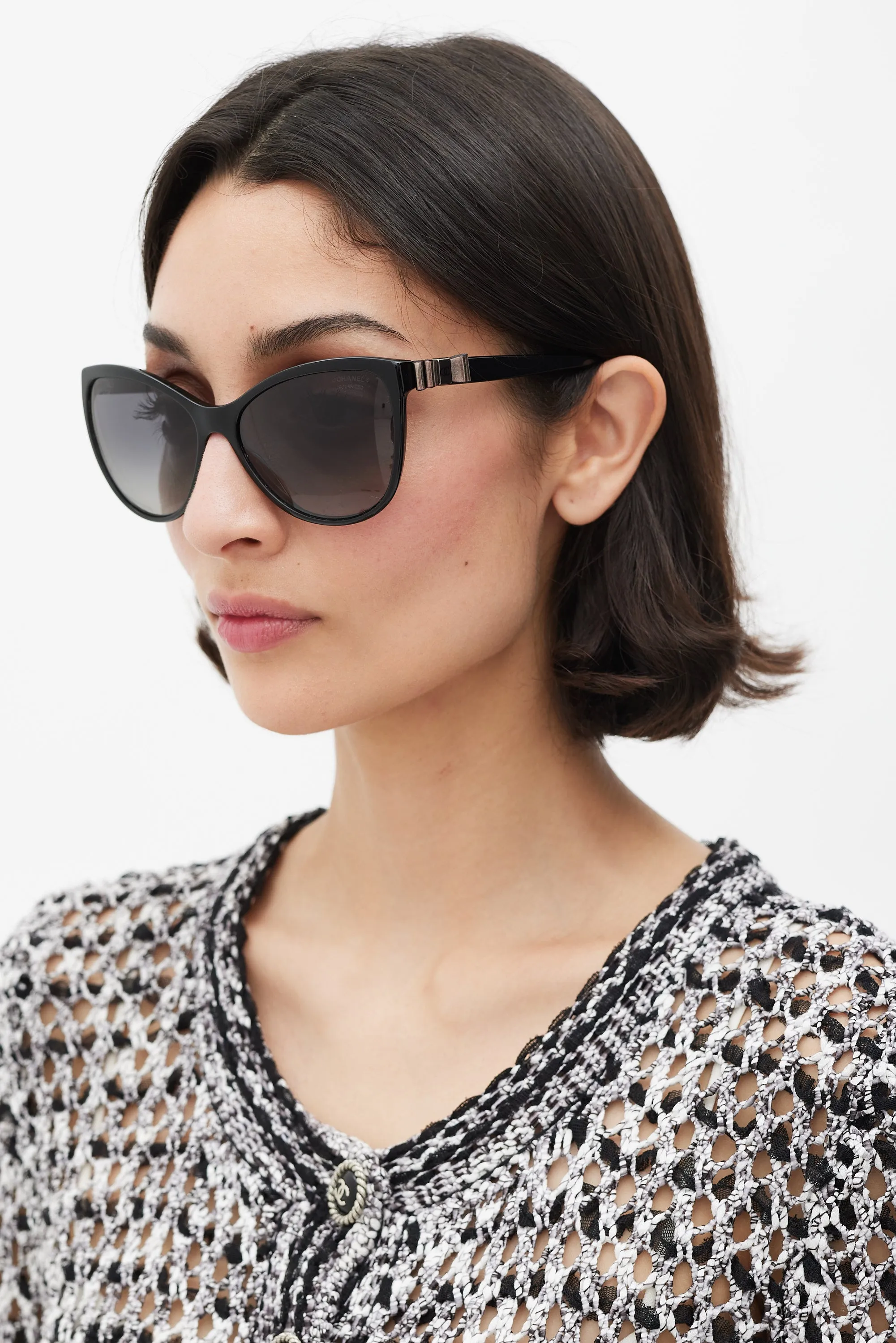 Black Oversized 5281Q CC Bow Sunglasses