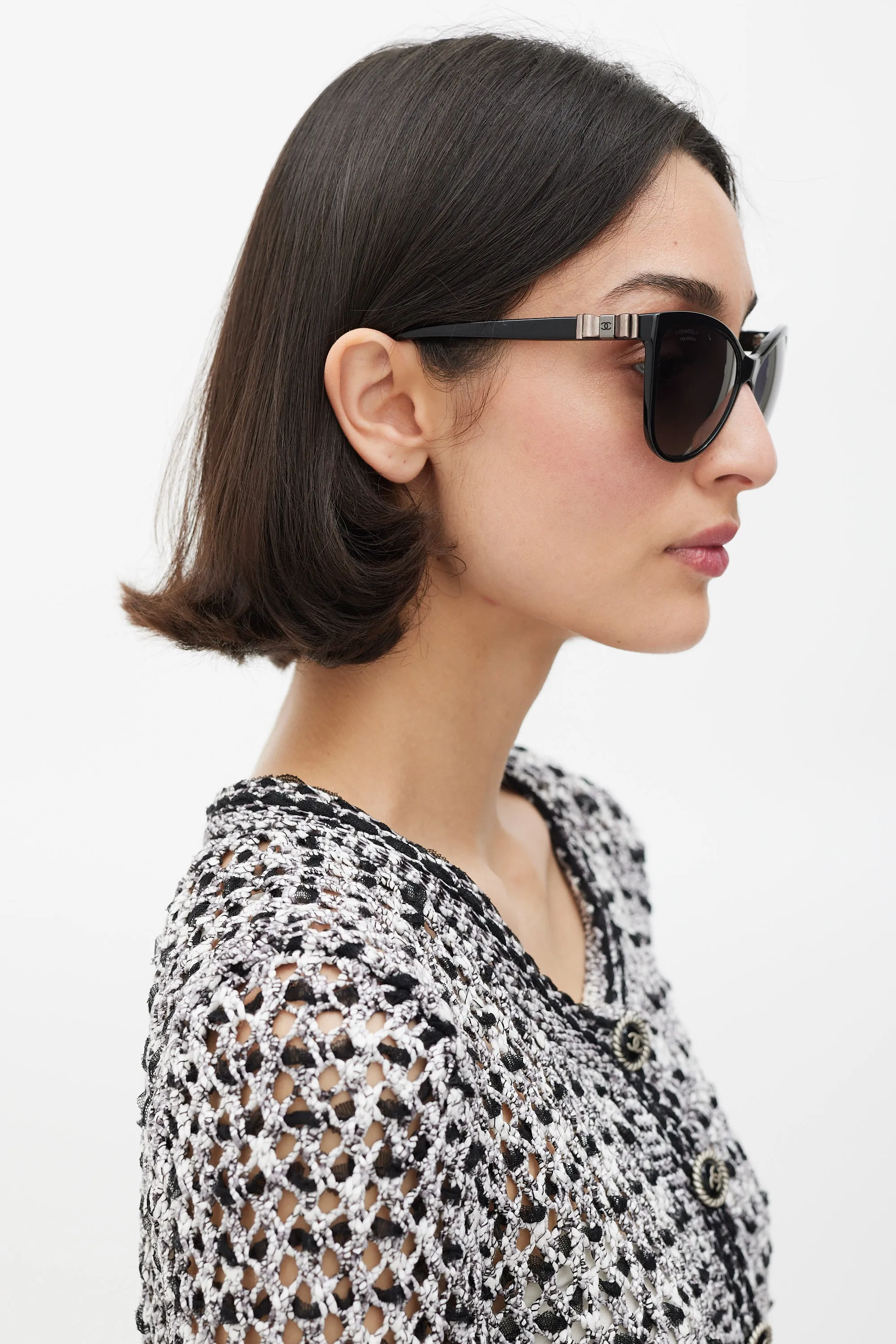 Black Oversized 5281Q CC Bow Sunglasses