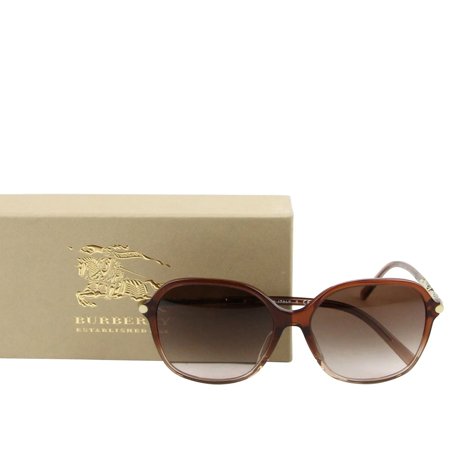 Burberry Unisex Oversized Brown Plastic With Pink Gradient Sunglasses