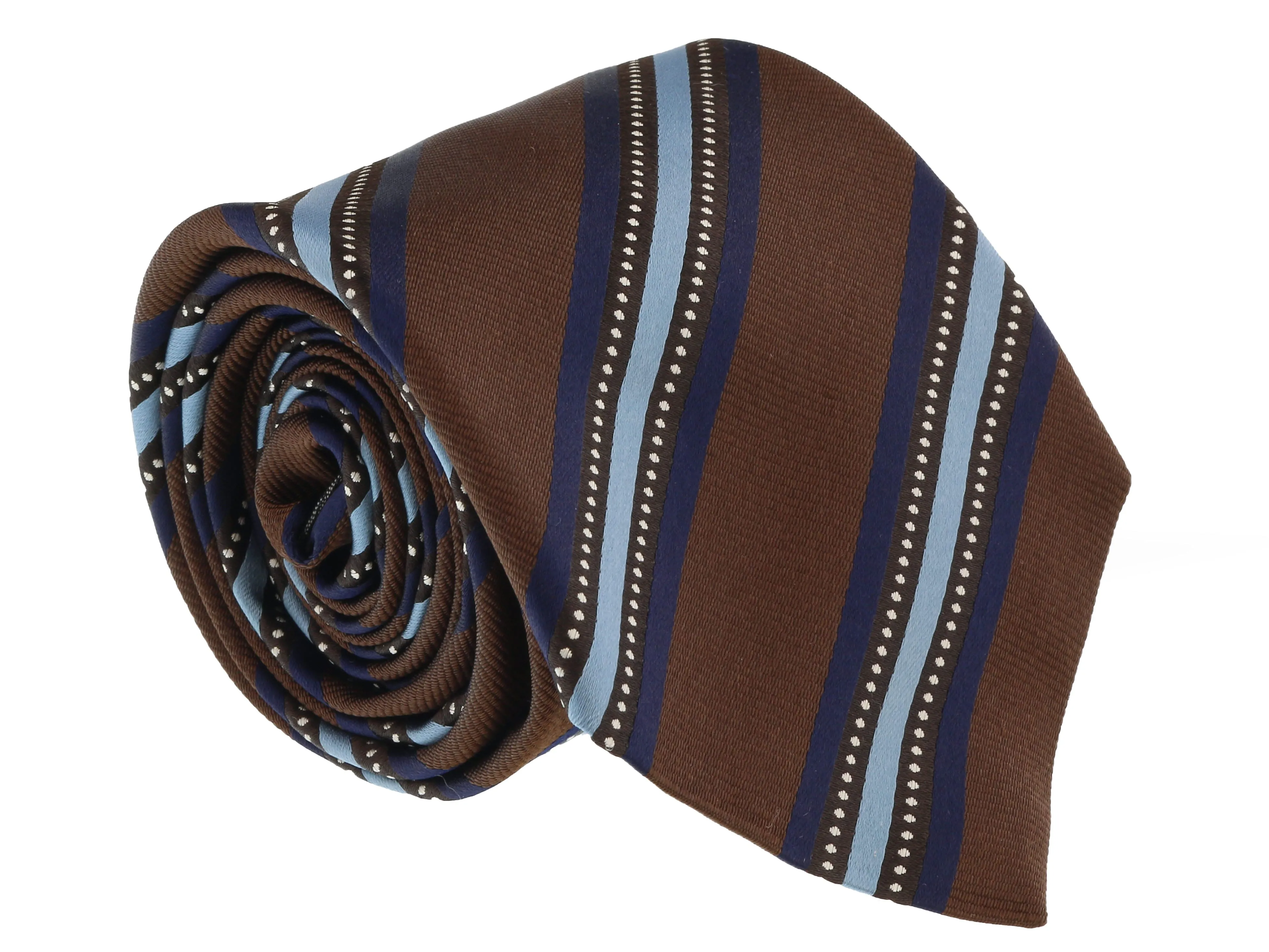 Canali Brown/Blue Pure Silk Regimental Stripe Tie- Blade Width 3in