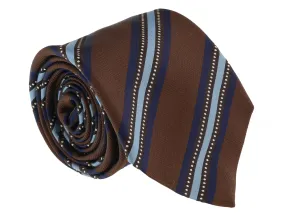 Canali Brown/Blue Pure Silk Regimental Stripe Tie- Blade Width 3in