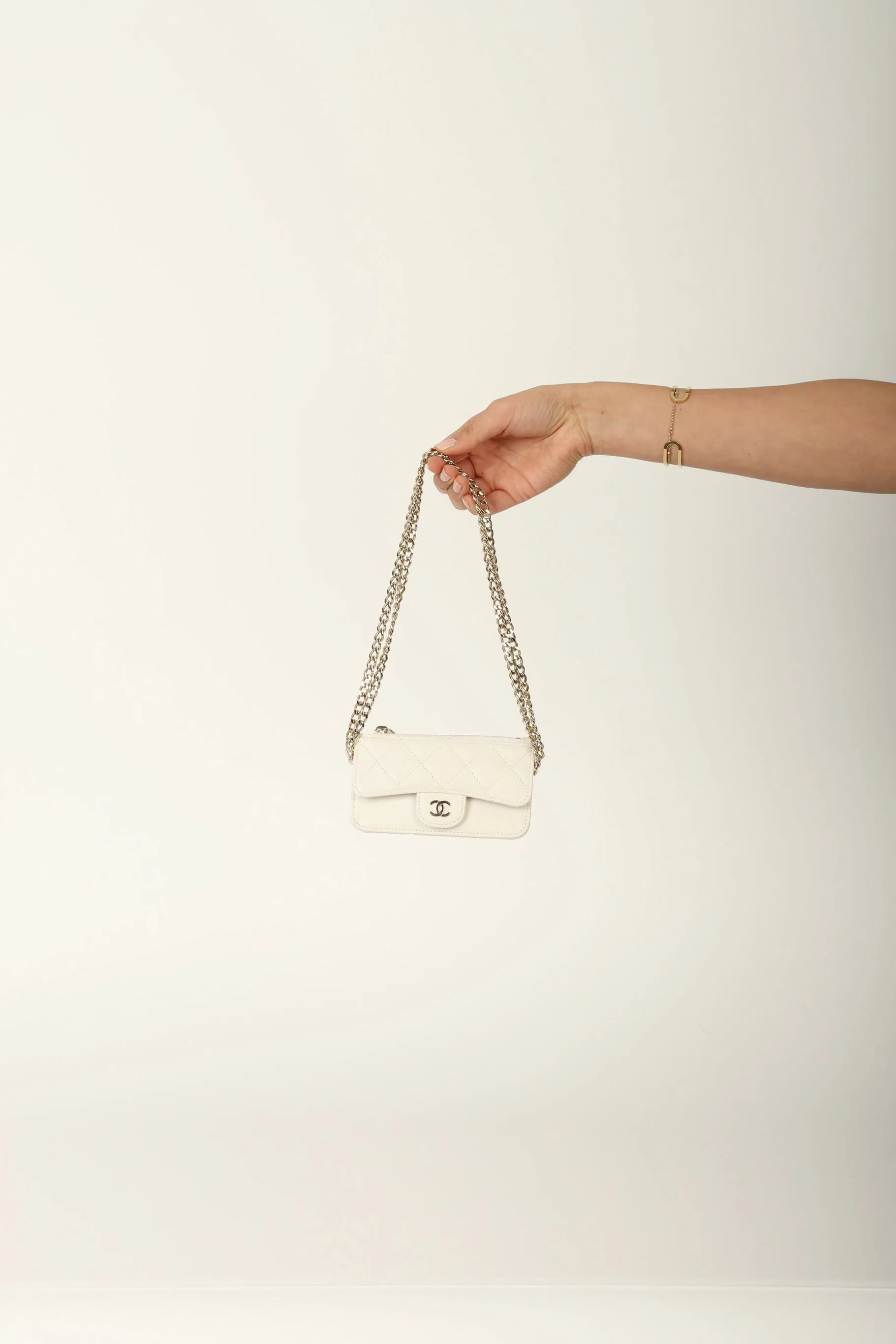 Chanel 2023 Caviar Cardholder w/ Chain