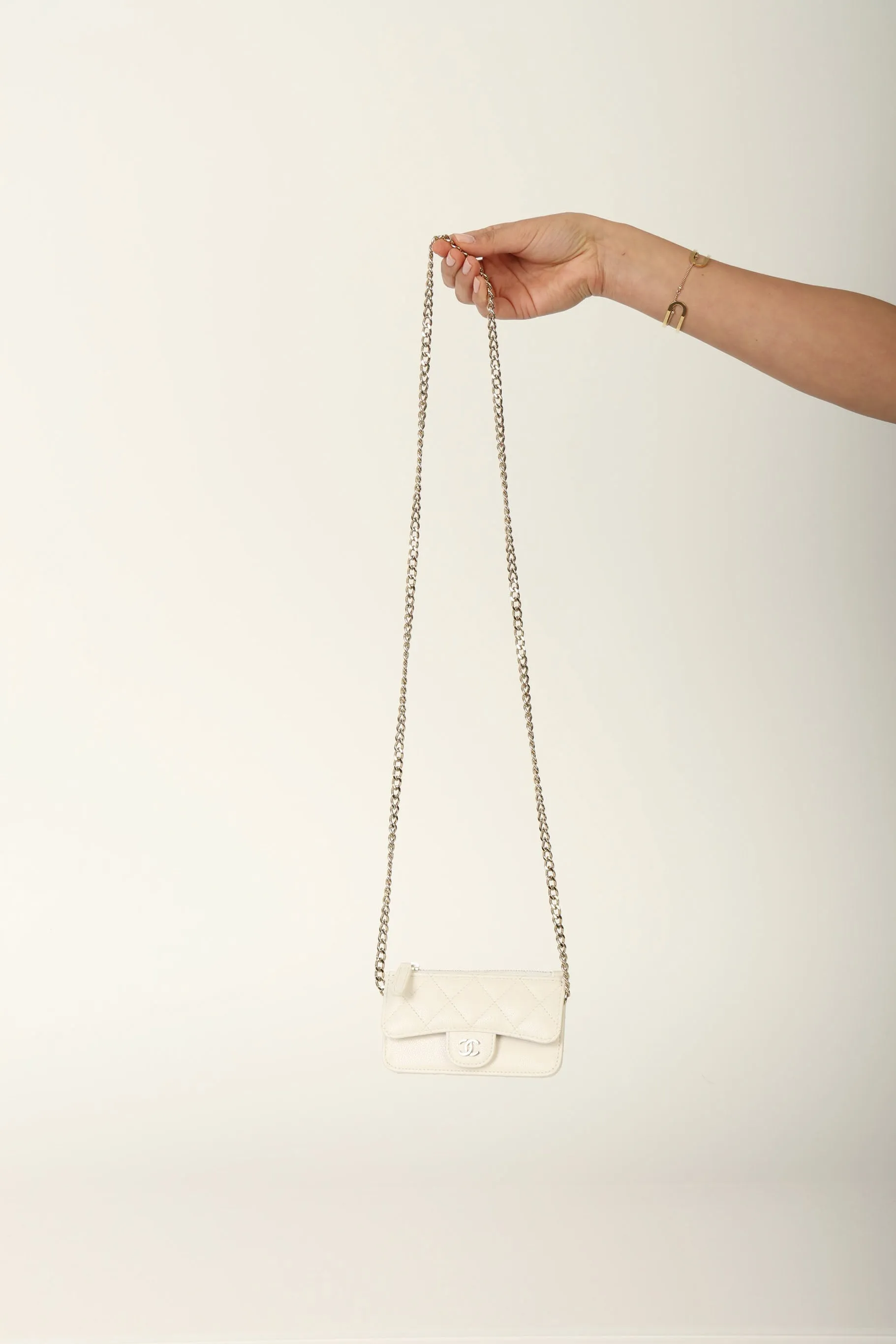 Chanel 2023 Caviar Cardholder w/ Chain