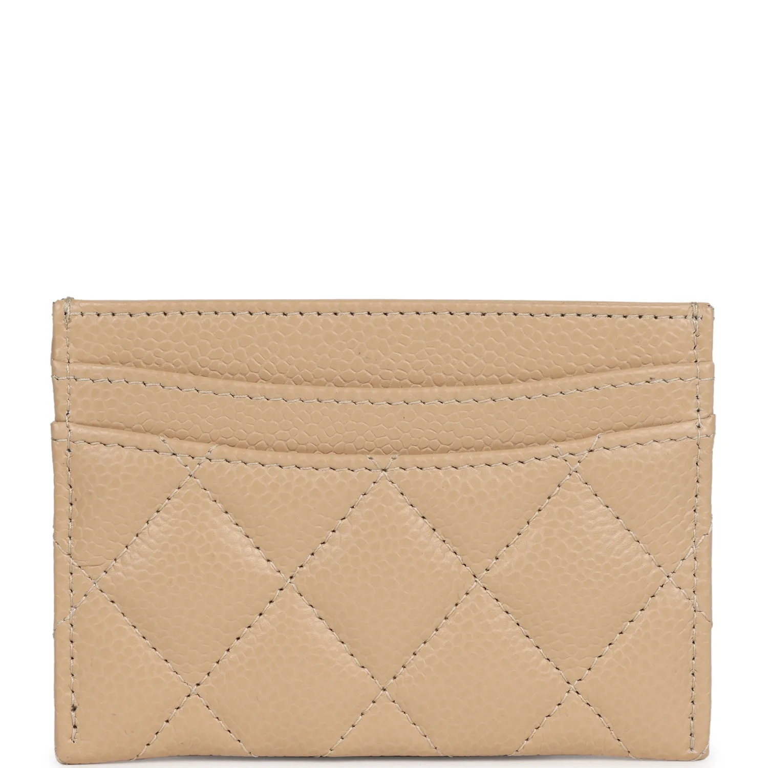 Chanel Classic Card Holder Beige Caviar Gold Hardware
