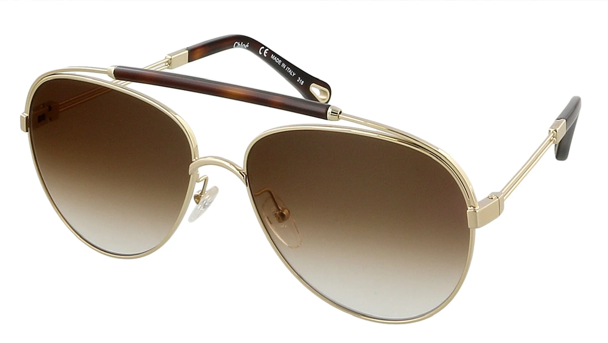 Chloe  CE141S 757 Reece Gold/Havana  Aviator Sunglasses