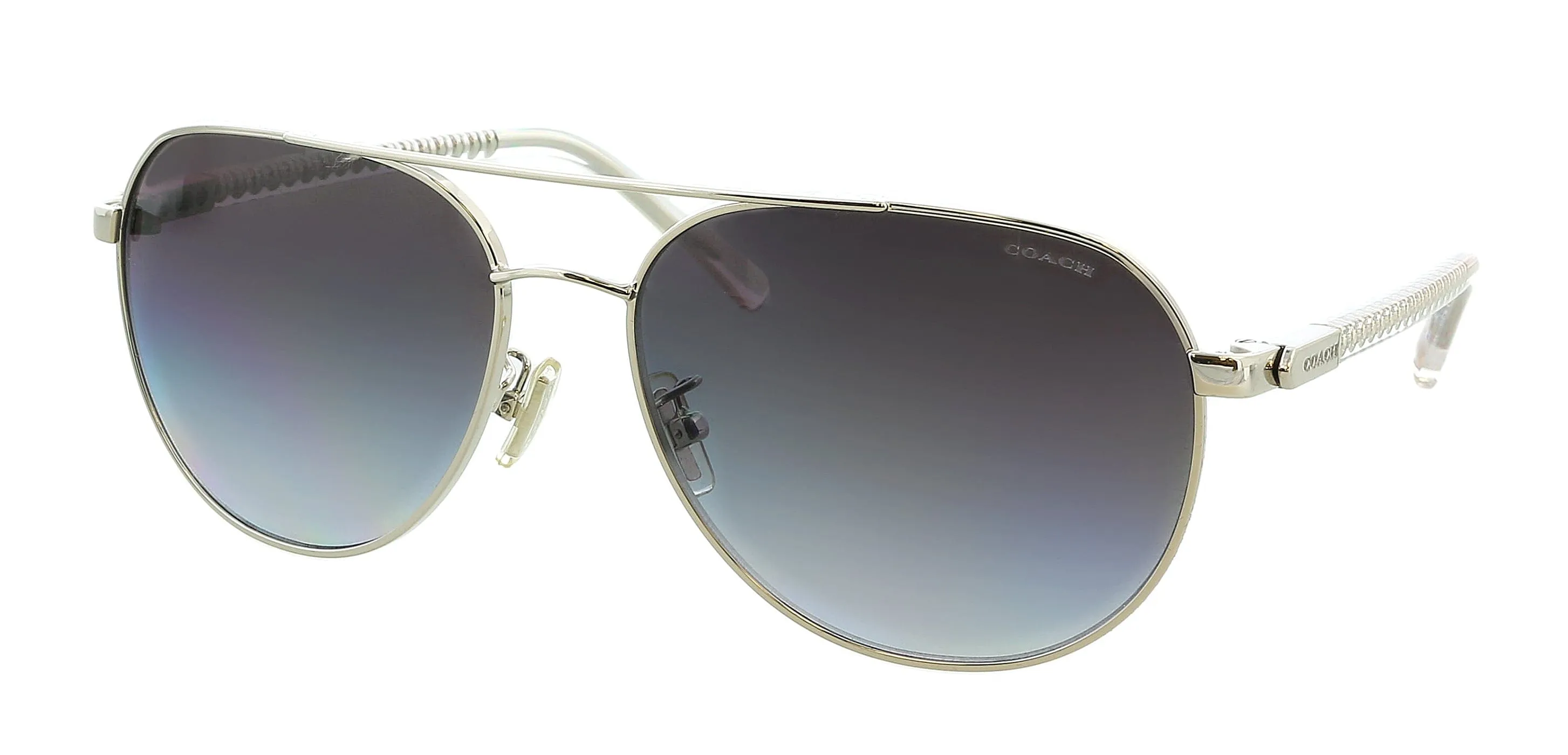Coach 0HC7053 922611 Silver/Crystal Aviator Sunglasses
