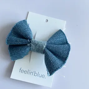 Denim Bow Hair Clips