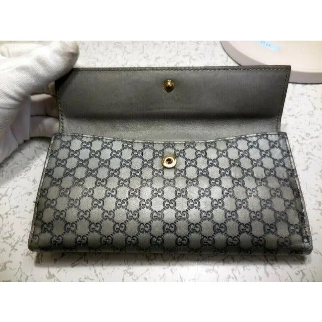 Gucci Microguccissima Silver Leather Xl Continental Wallet
