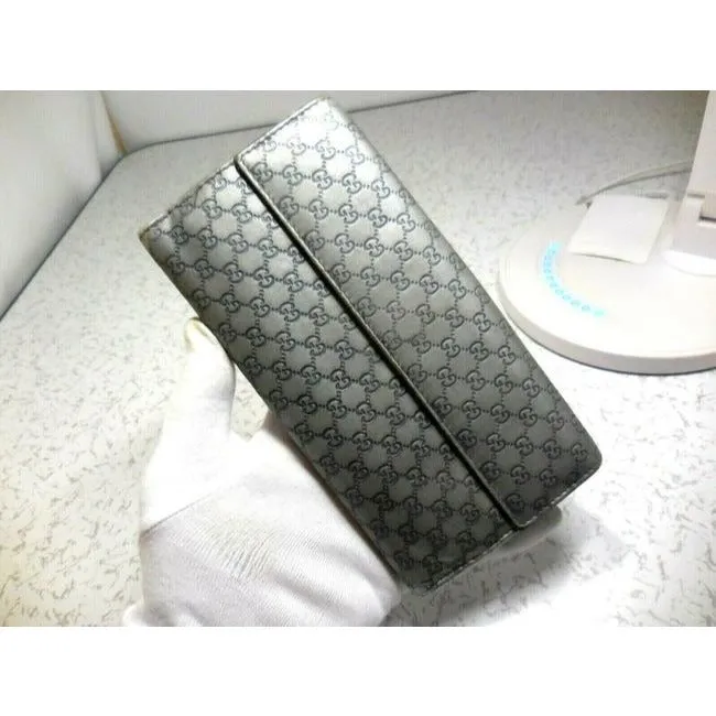 Gucci Microguccissima Silver Leather Xl Continental Wallet