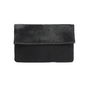 Half Calf and Suede Fold-Over Clutch - SOLIN