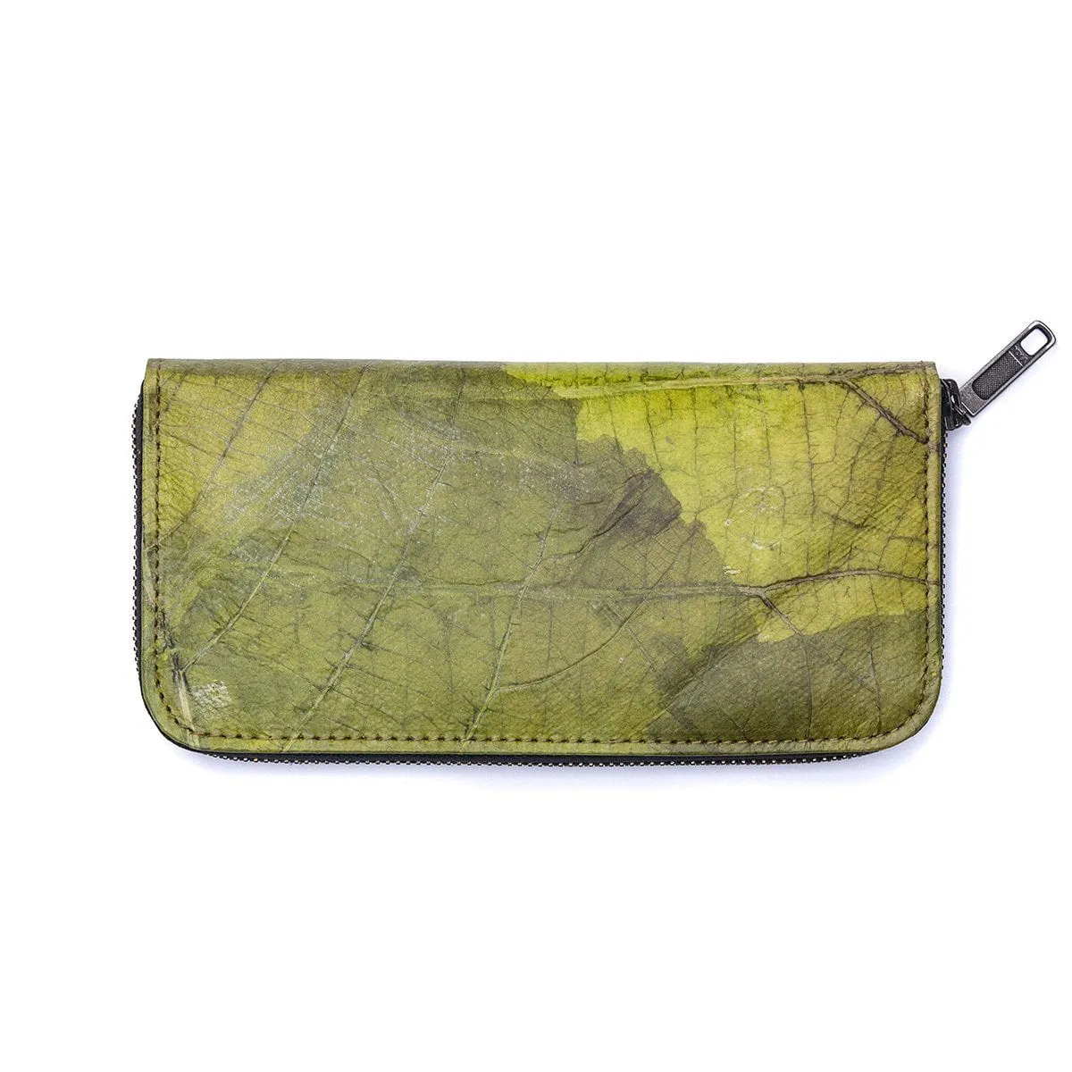 Leaf Leather Long Wallet - Green