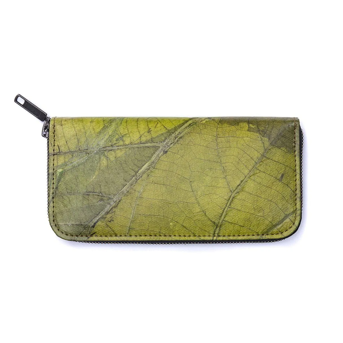 Leaf Leather Long Wallet - Green