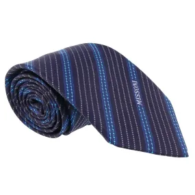 Missoni Multi Stripe Blue Woven Pure Silk Tie