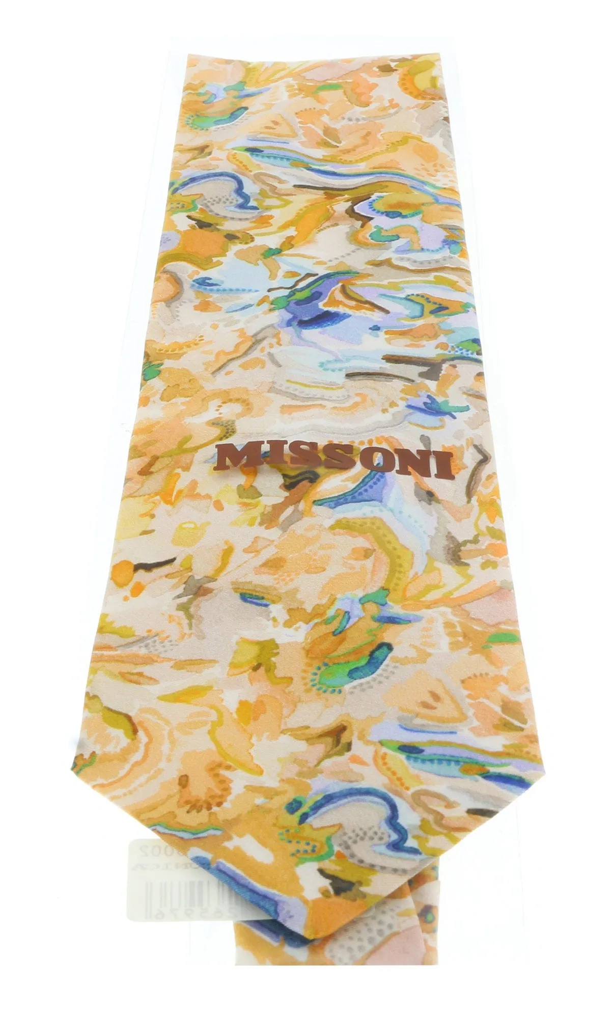 Missoni U1977  Peach/Brown Floral Pure Silk Tie