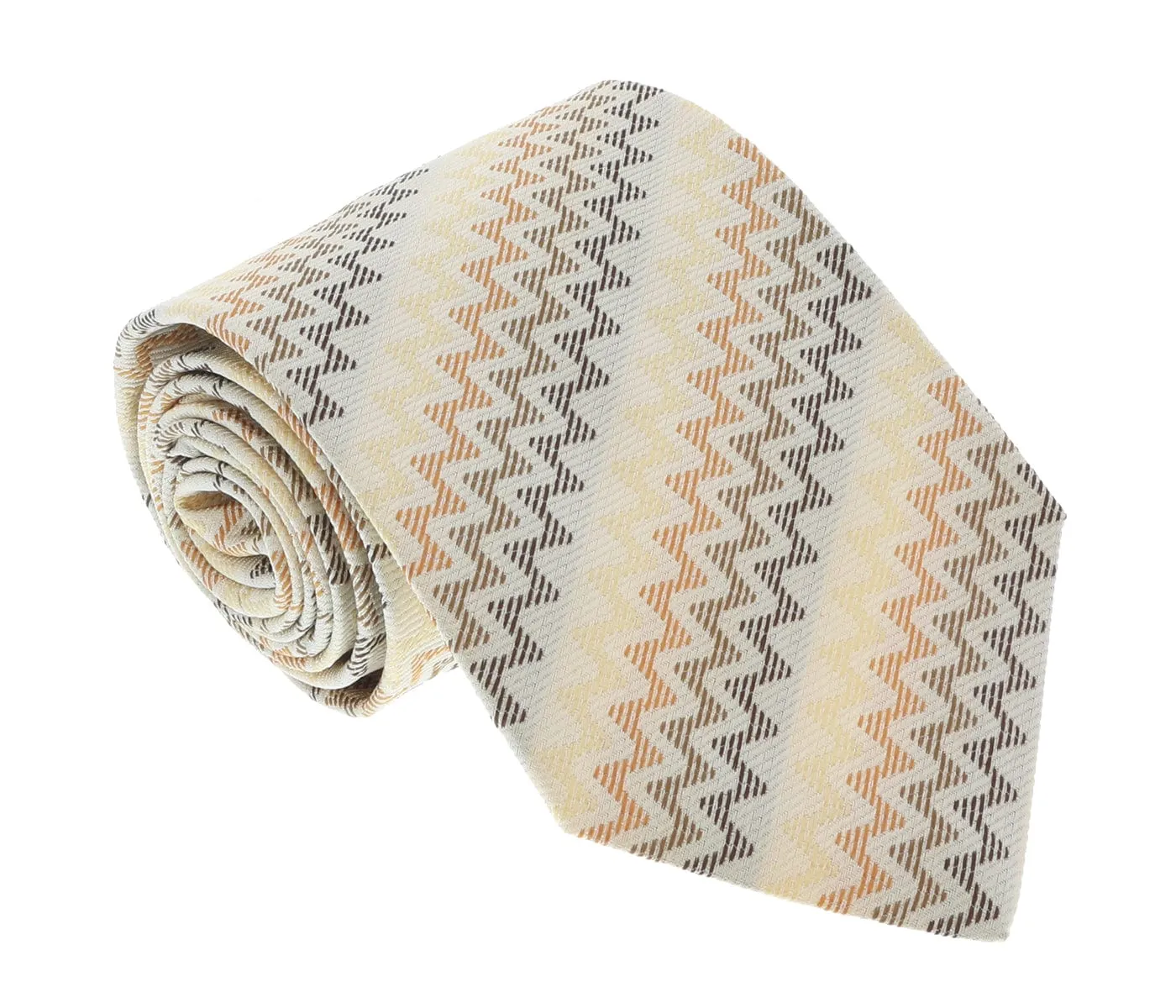 Missoni U3522 Cream/Brown Chevron Pure Silk Tie