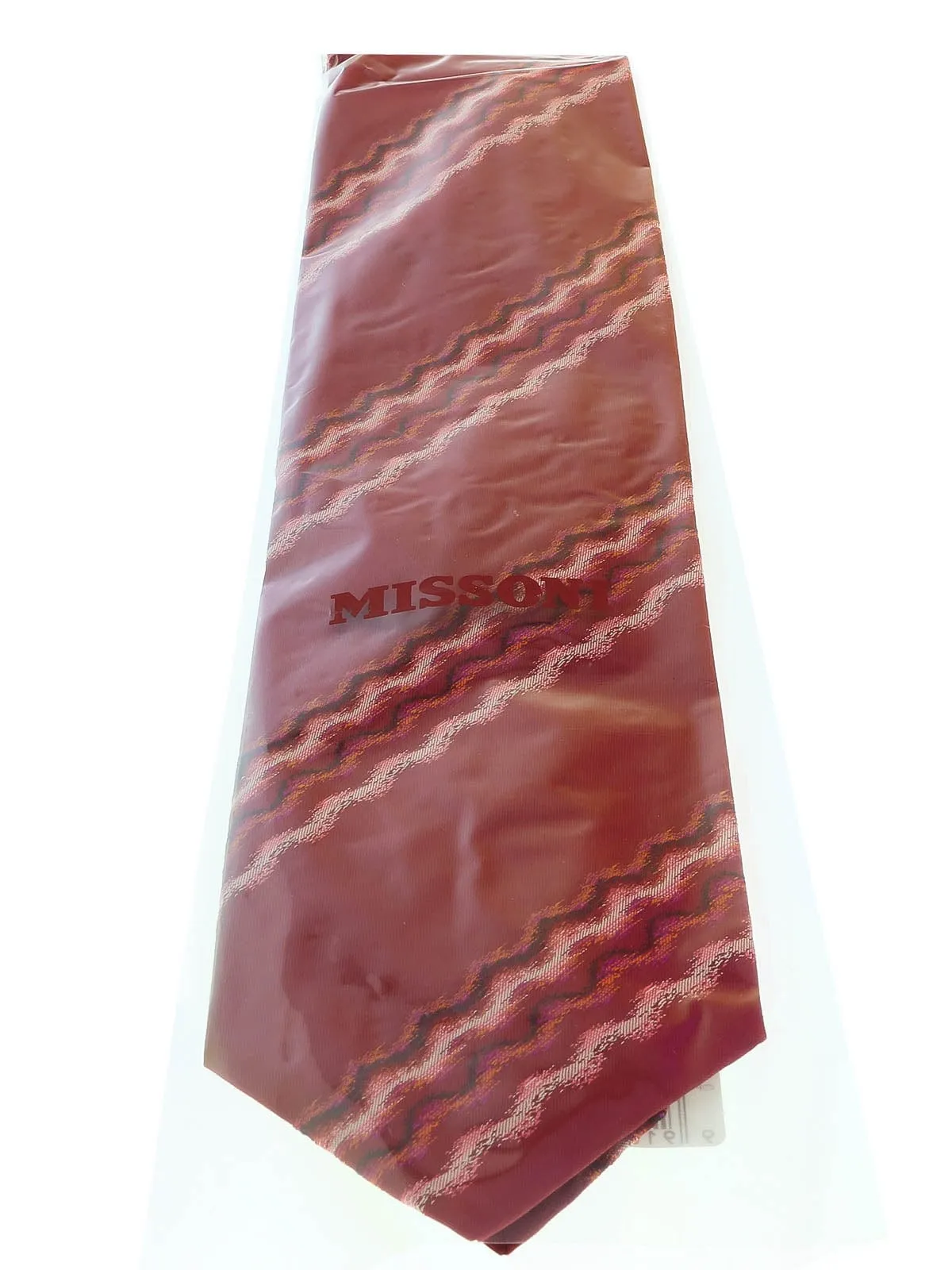 Missoni U3829 Red Sharkskin Pure Silk Ties