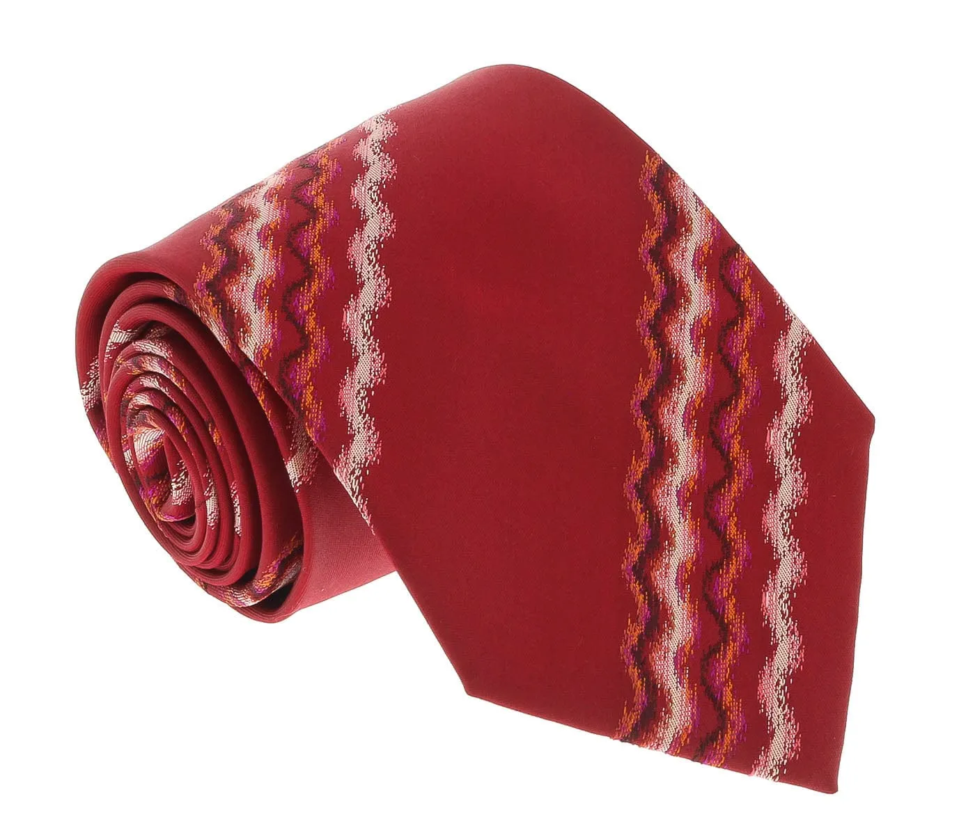 Missoni U3829 Red Sharkskin Pure Silk Ties