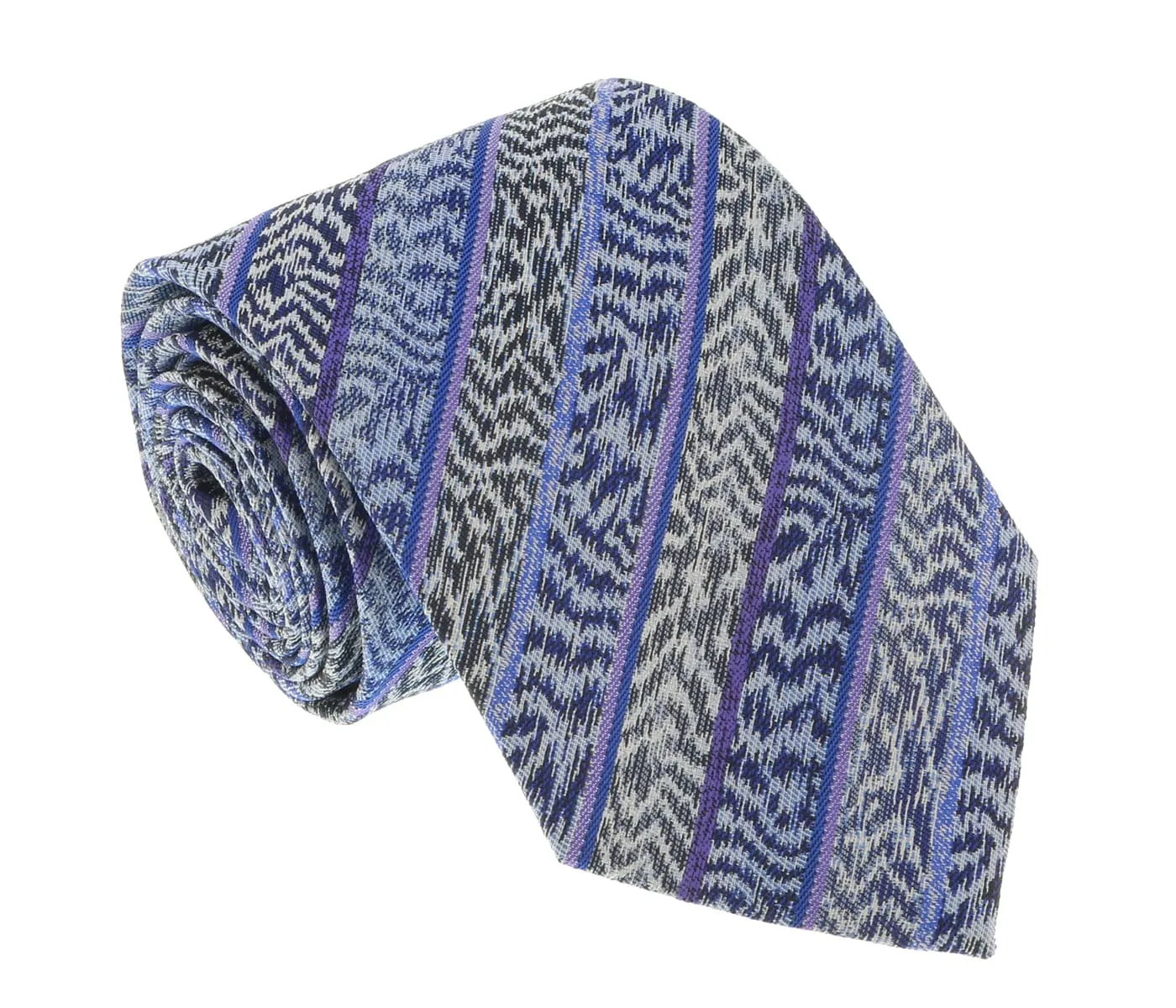 Missoni U4305 Blue/Purple Flame Stitch Pure Silk Tie