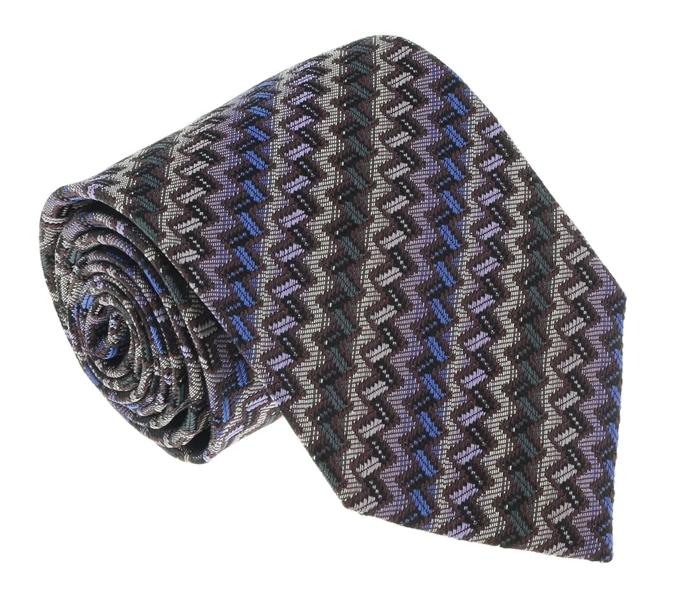 Missoni U4529 Brown/Blue Chevron Pure Silk Tie