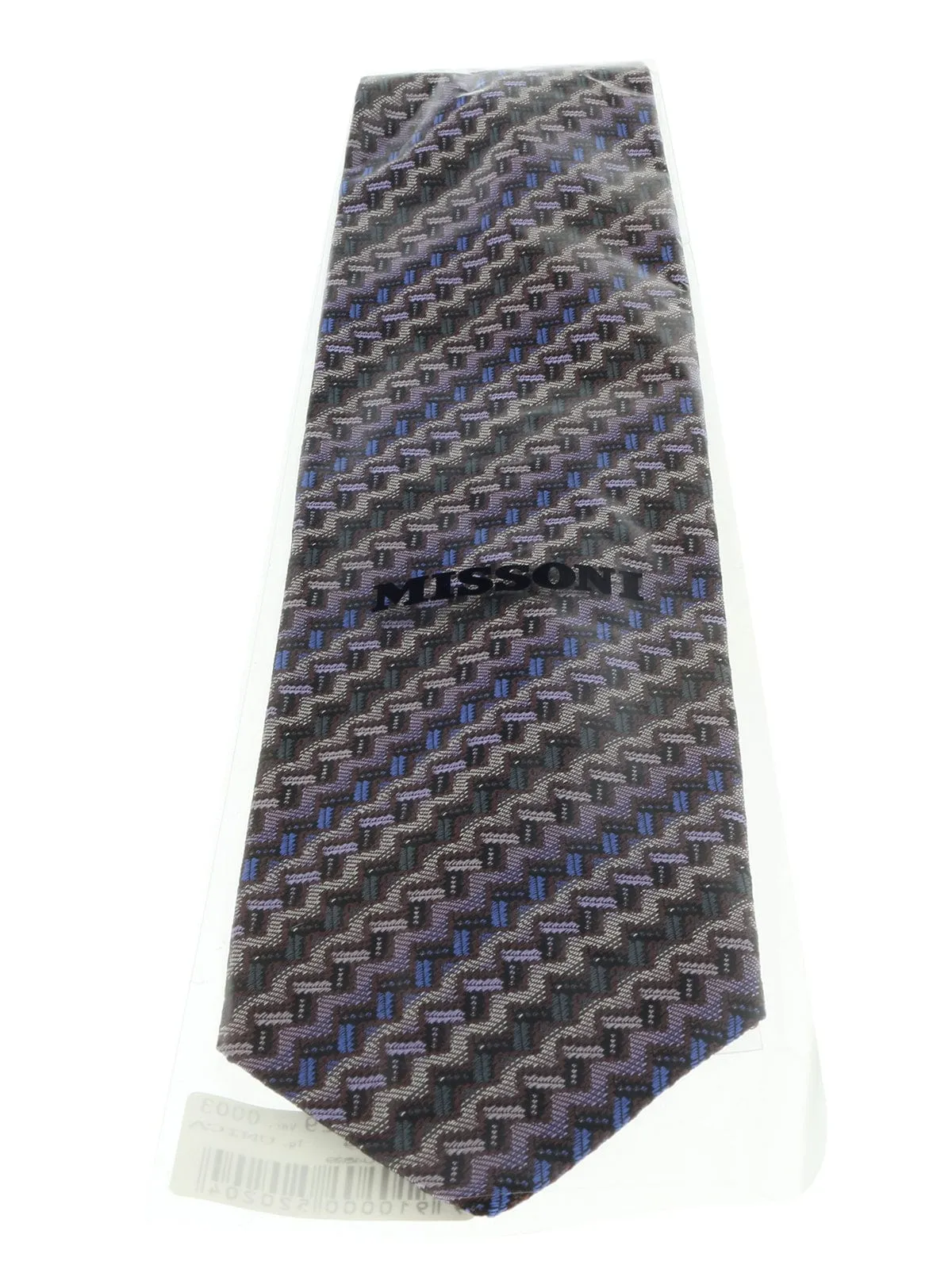 Missoni U4529 Brown/Blue Chevron Pure Silk Tie