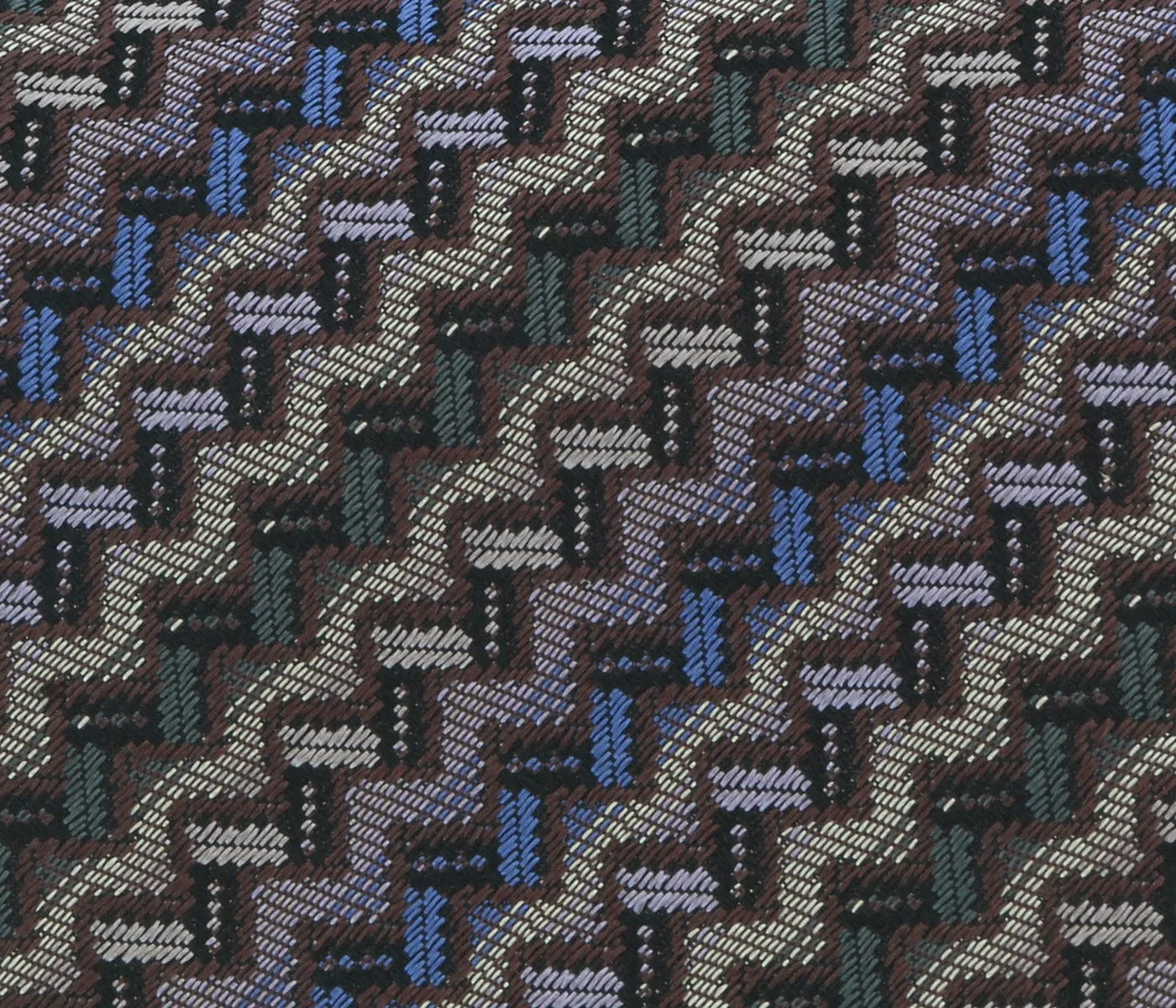 Missoni U4529 Brown/Blue Chevron Pure Silk Tie