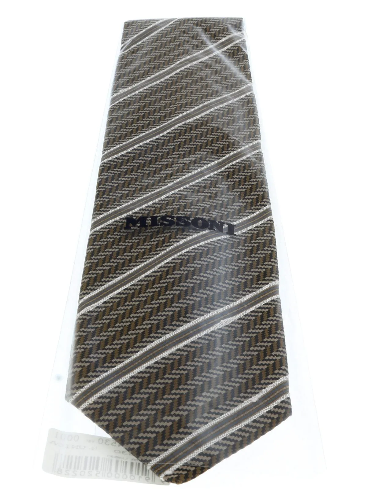 Missoni U4530 Brown/Cream Regimental Pure Silk Tie