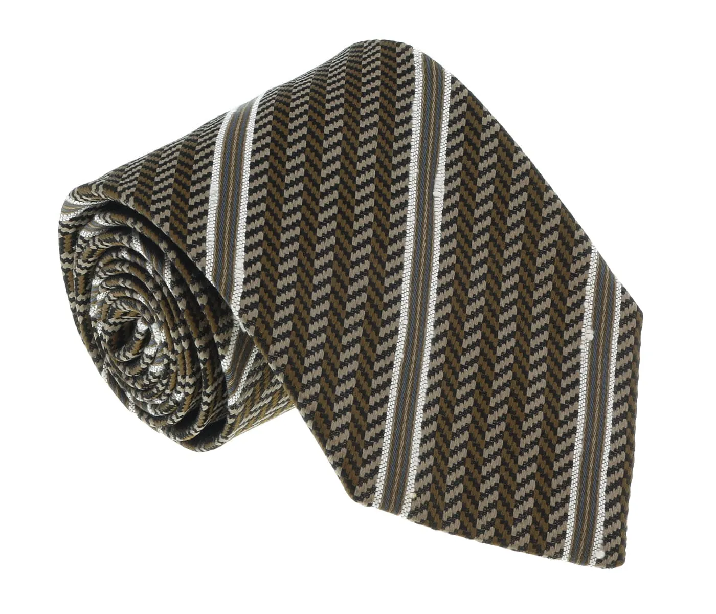 Missoni U4530 Brown/Cream Regimental Pure Silk Tie