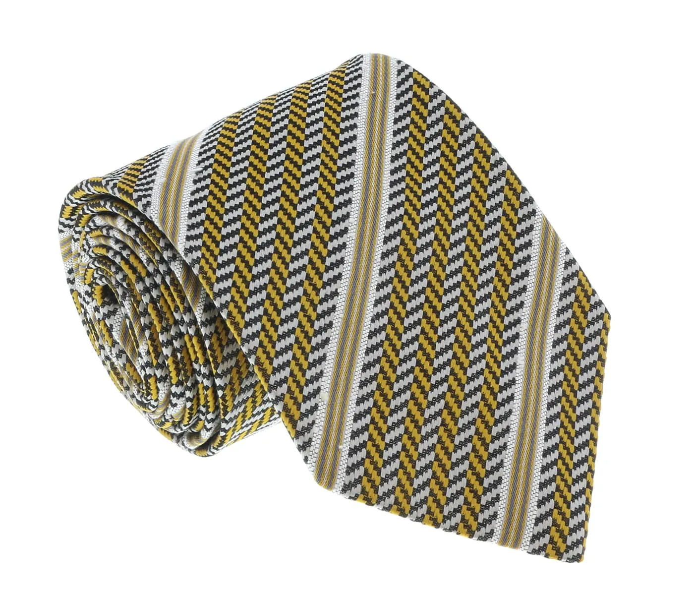 Missoni U4530 Gold/Silver Regimental Pure Silk Tie