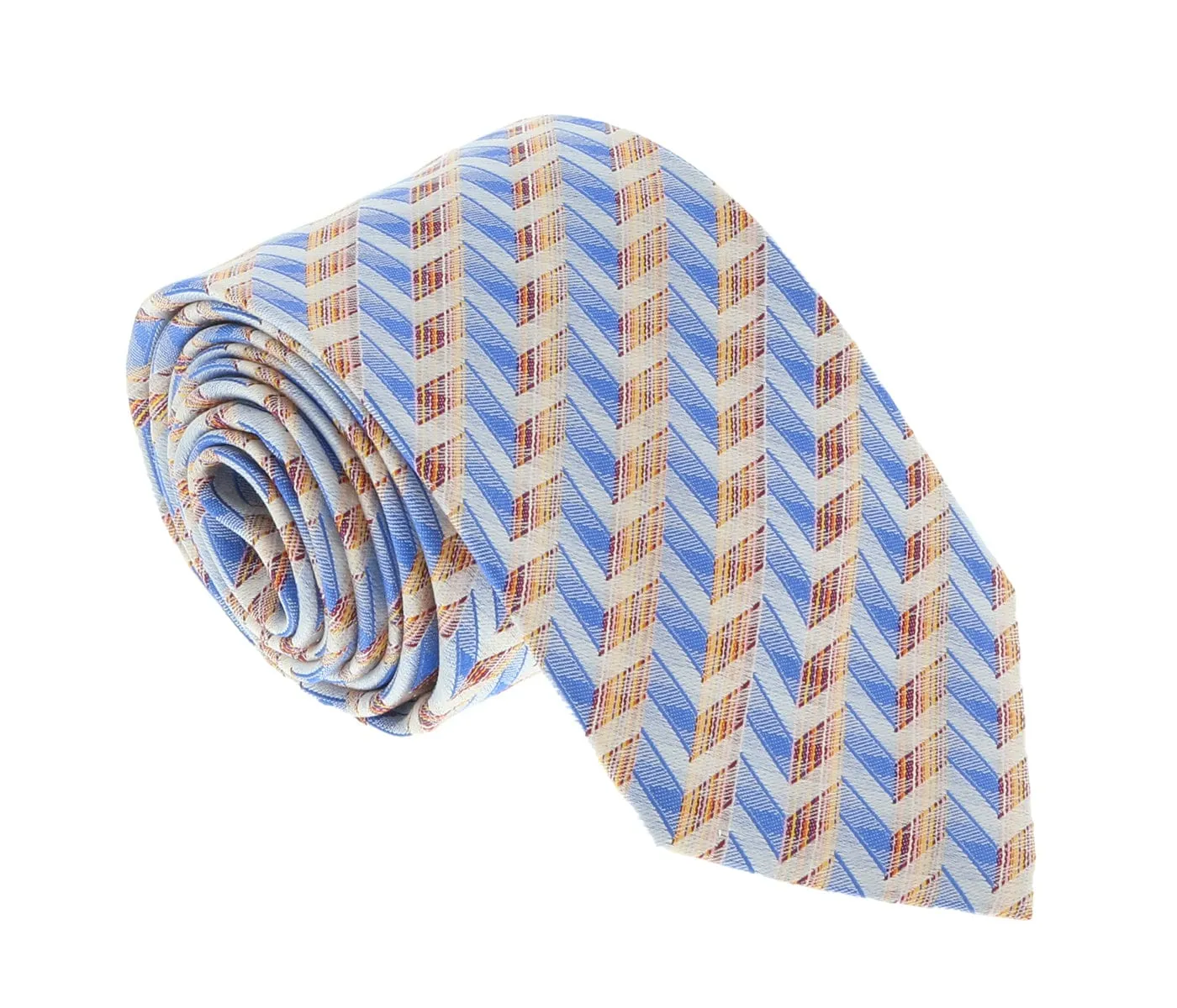Missoni U4706 Blue/Orange Chevron Pure Silk Tie