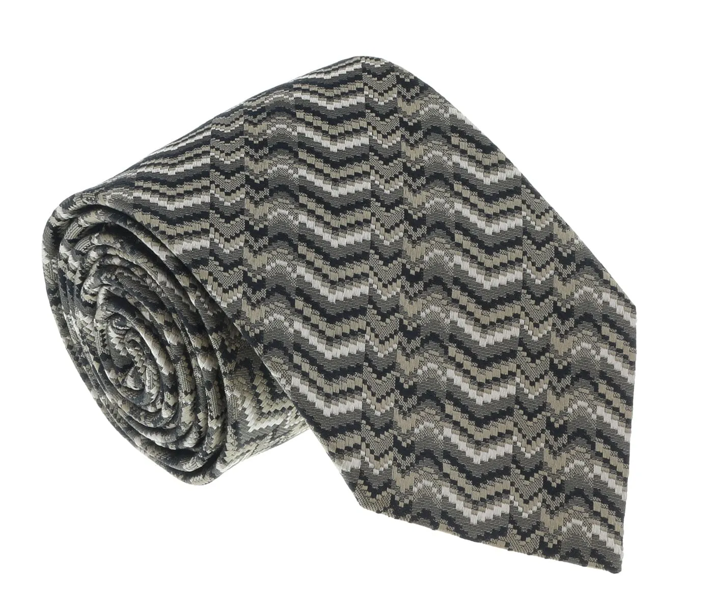 Missoni U5054 Taupe/beige Sharkskin Pure Silk Tie