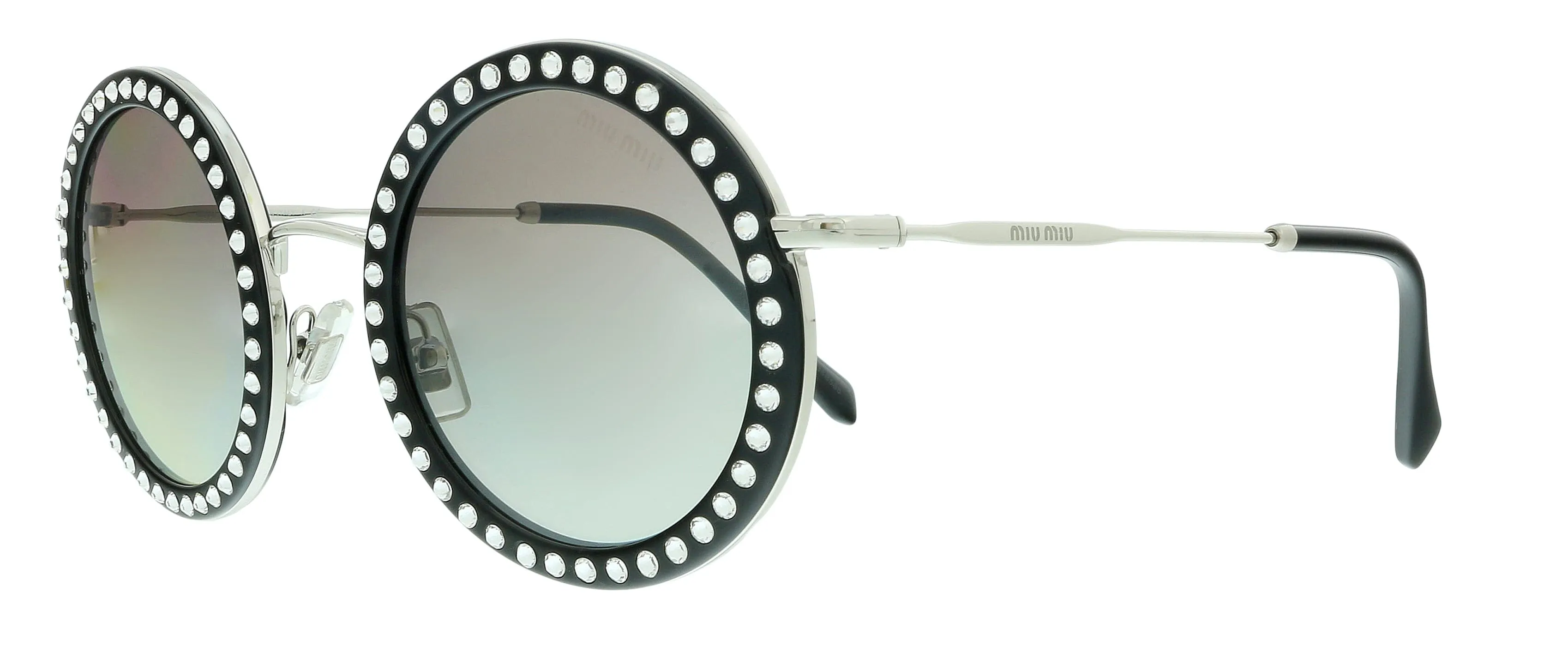 Miu Miu 0MU 59US 1525O0 Core Black Round Sunglasses
