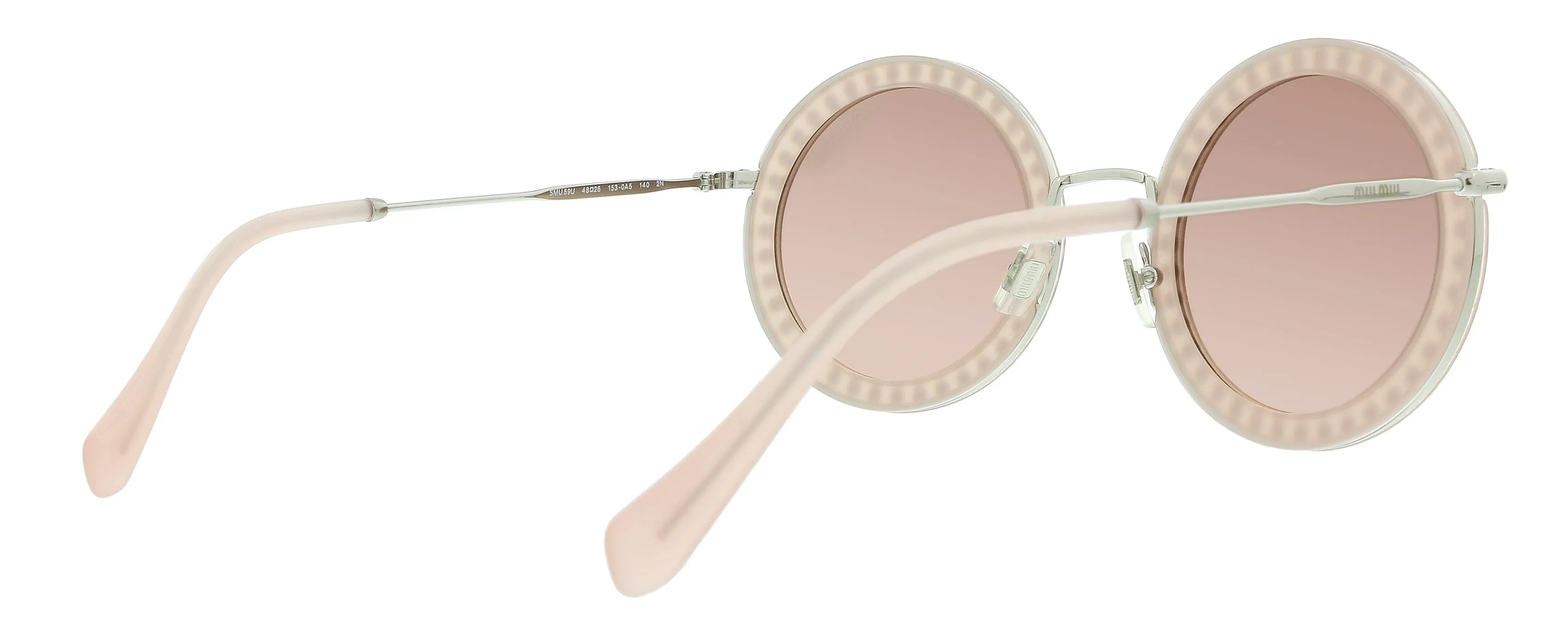 Miu Miu 0MU 59US 1530A5 Core Opal Pink Round Sunglasses