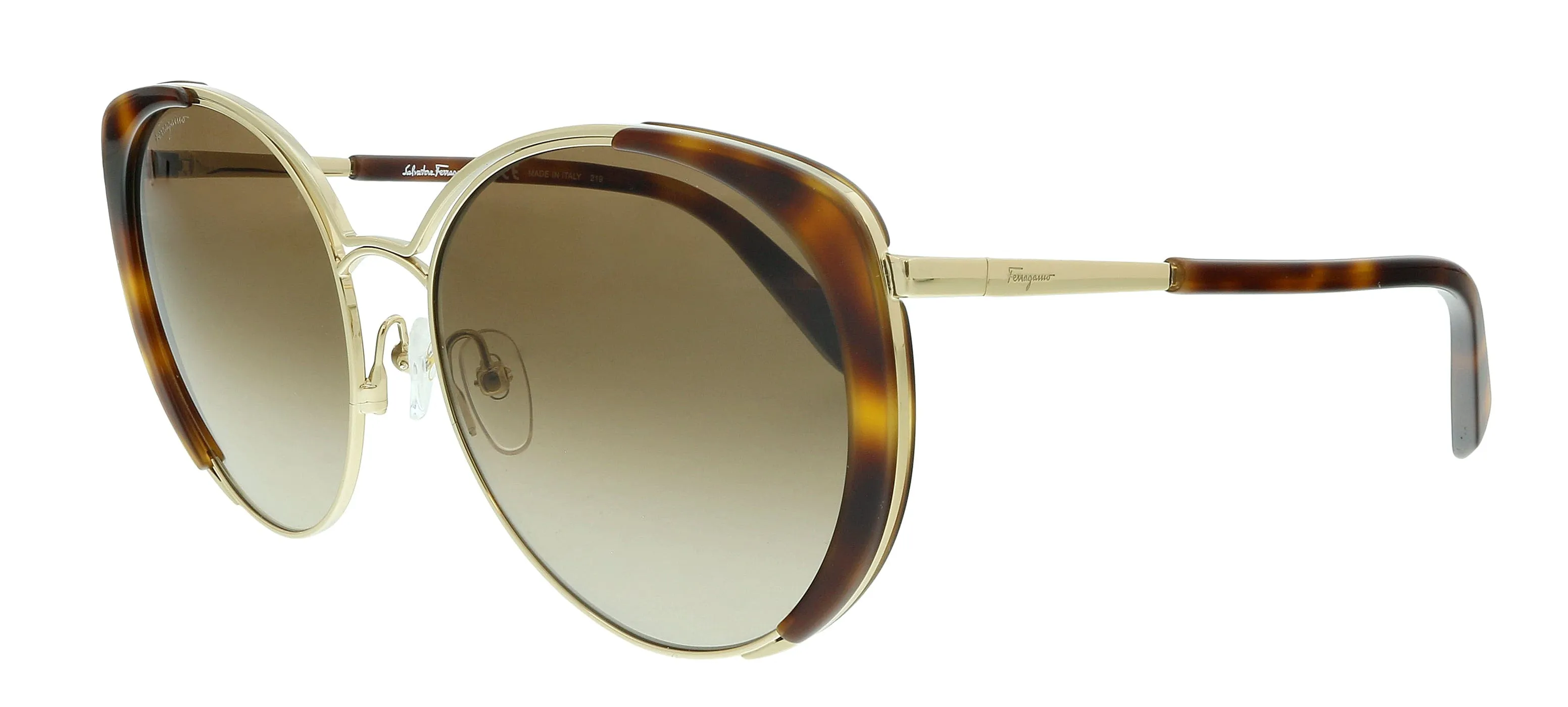 Salvatore Ferragamo SF207S 723 Gold/Tortoise Round Sunglasses