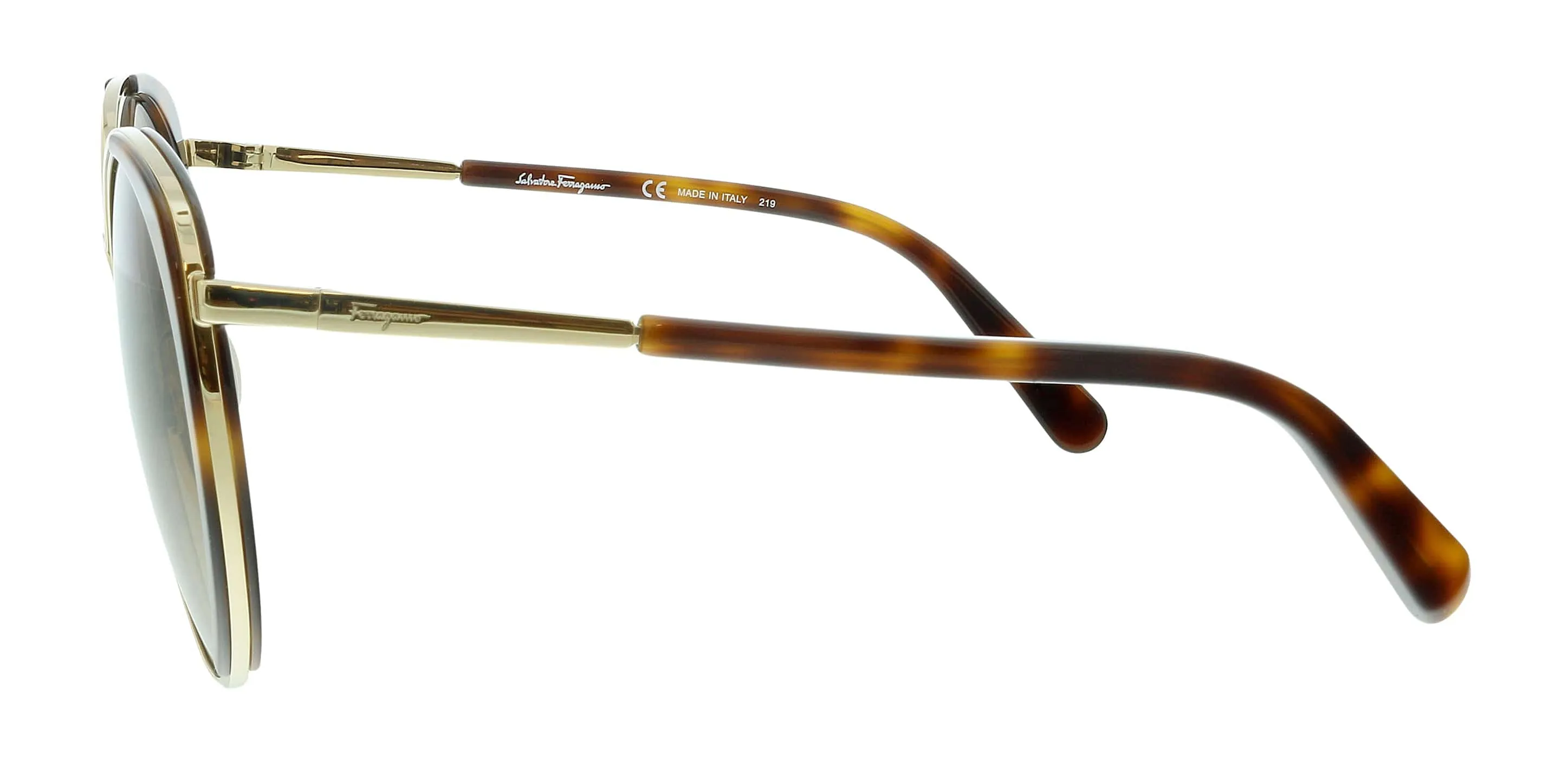 Salvatore Ferragamo SF207S 723 Gold/Tortoise Round Sunglasses
