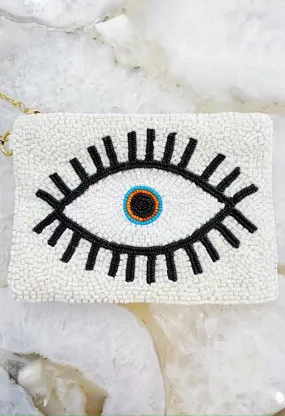 Santorini Beaded Wallet-White