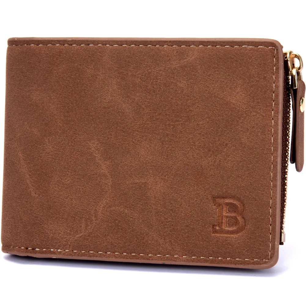 Vitage Zipper Men Wallets Leather Wallet Money Bag Credit Card Holders Dollar Bill Wallet Clutch Purse for Boy Use Short Wallets